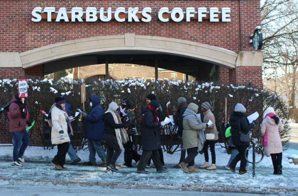 Starbucks Workers in Boston, Nationwide Launch Hundreds of Pickets In Holiday Strike